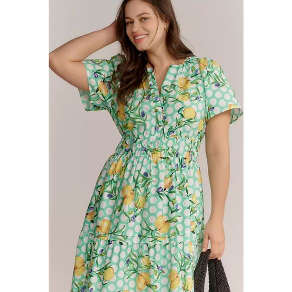 nwt by ANTHRPOLOGIE sz 3X Somerset Maxi Dress: Lemons Motif - Picture 3 of 5